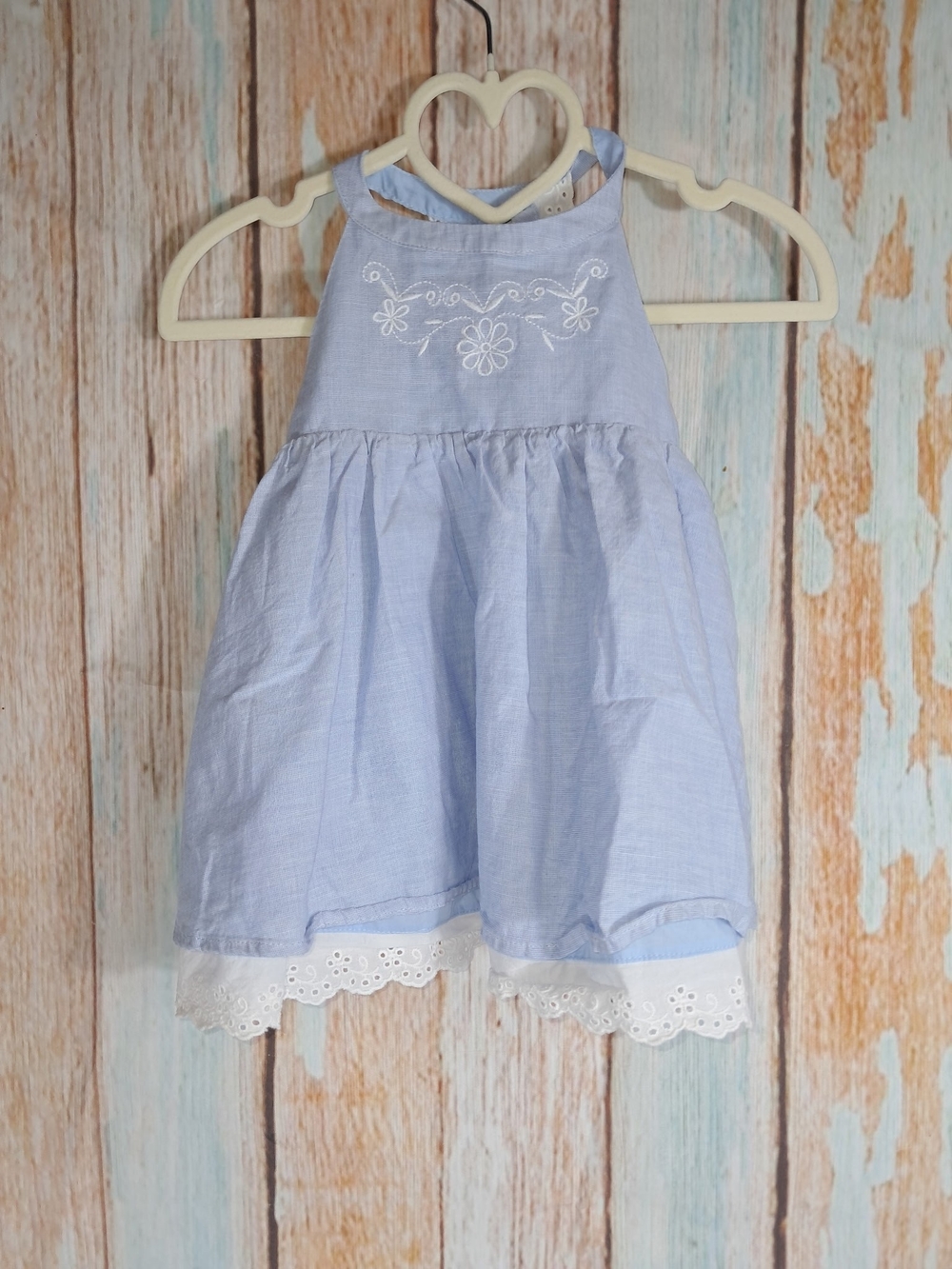 Dylan & Abby Light Blue Sleeveless Embroidered Girls' Dress Size 12M